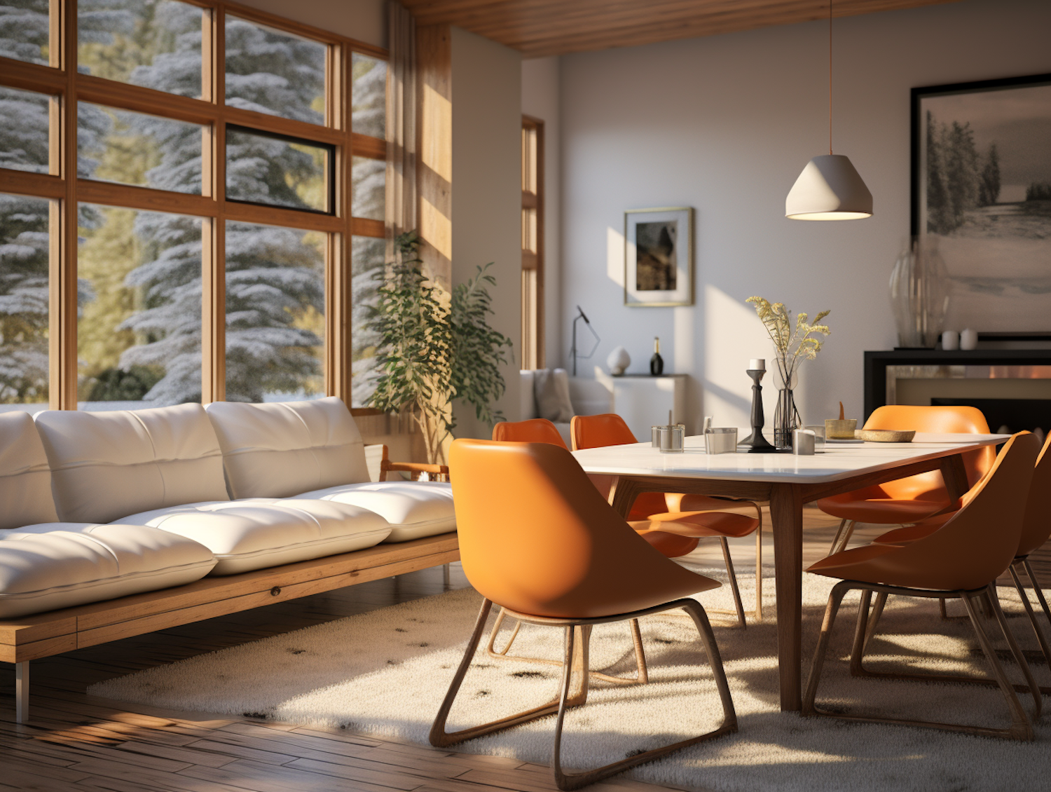 Winter Sunlight Modern Living Space