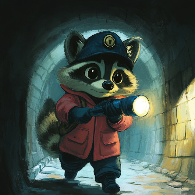 Adventurous Raccoon in Tunnel