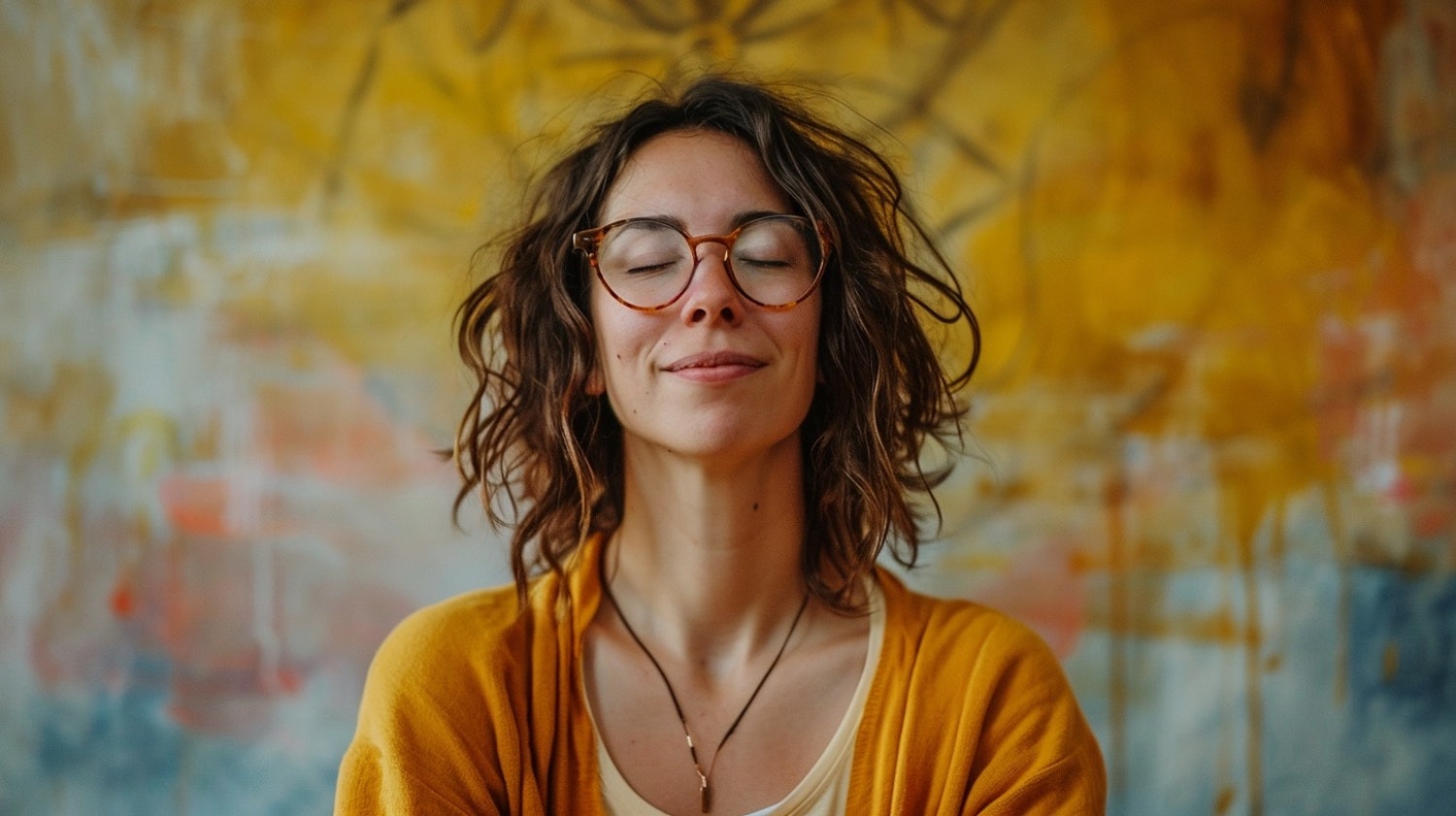 Serene Woman with Round Glasses