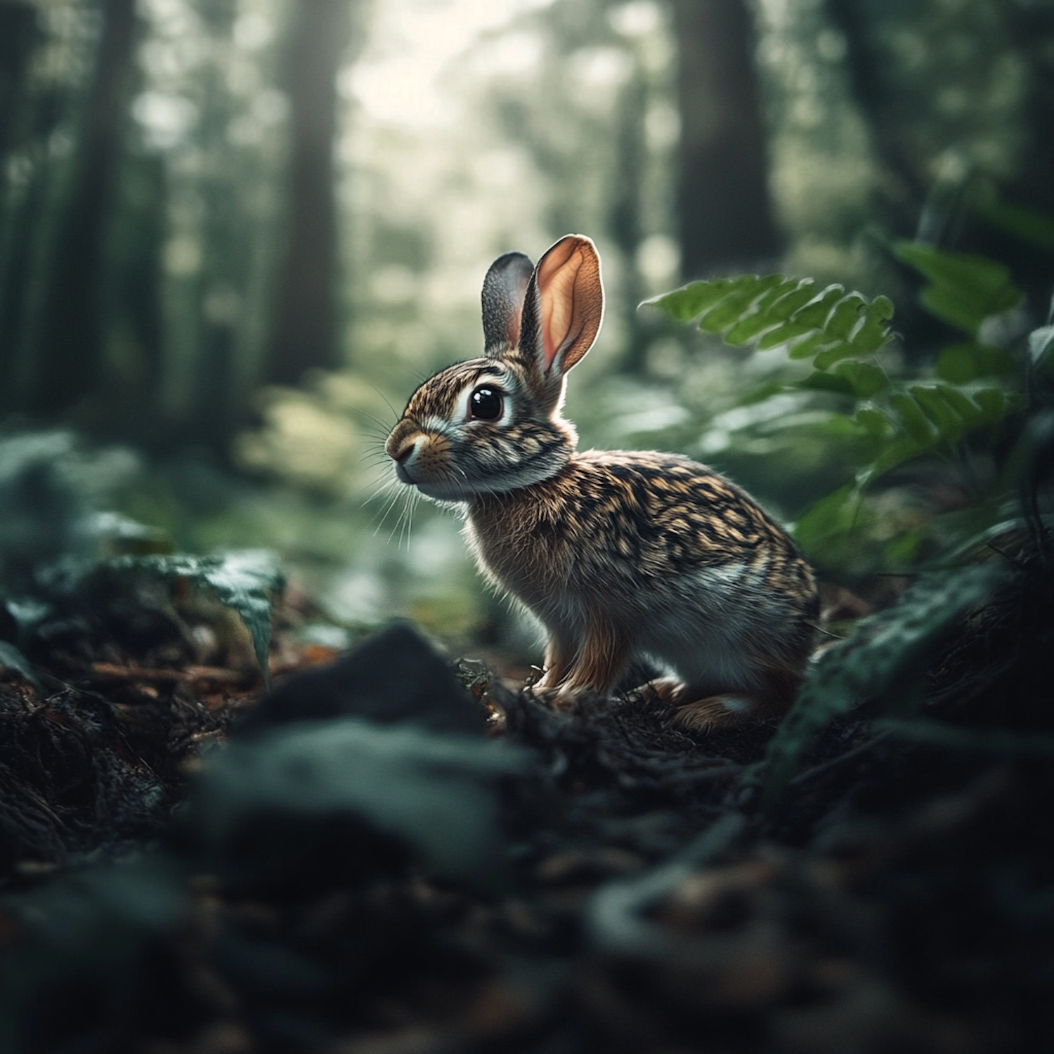 Curious Rabbit in Forest