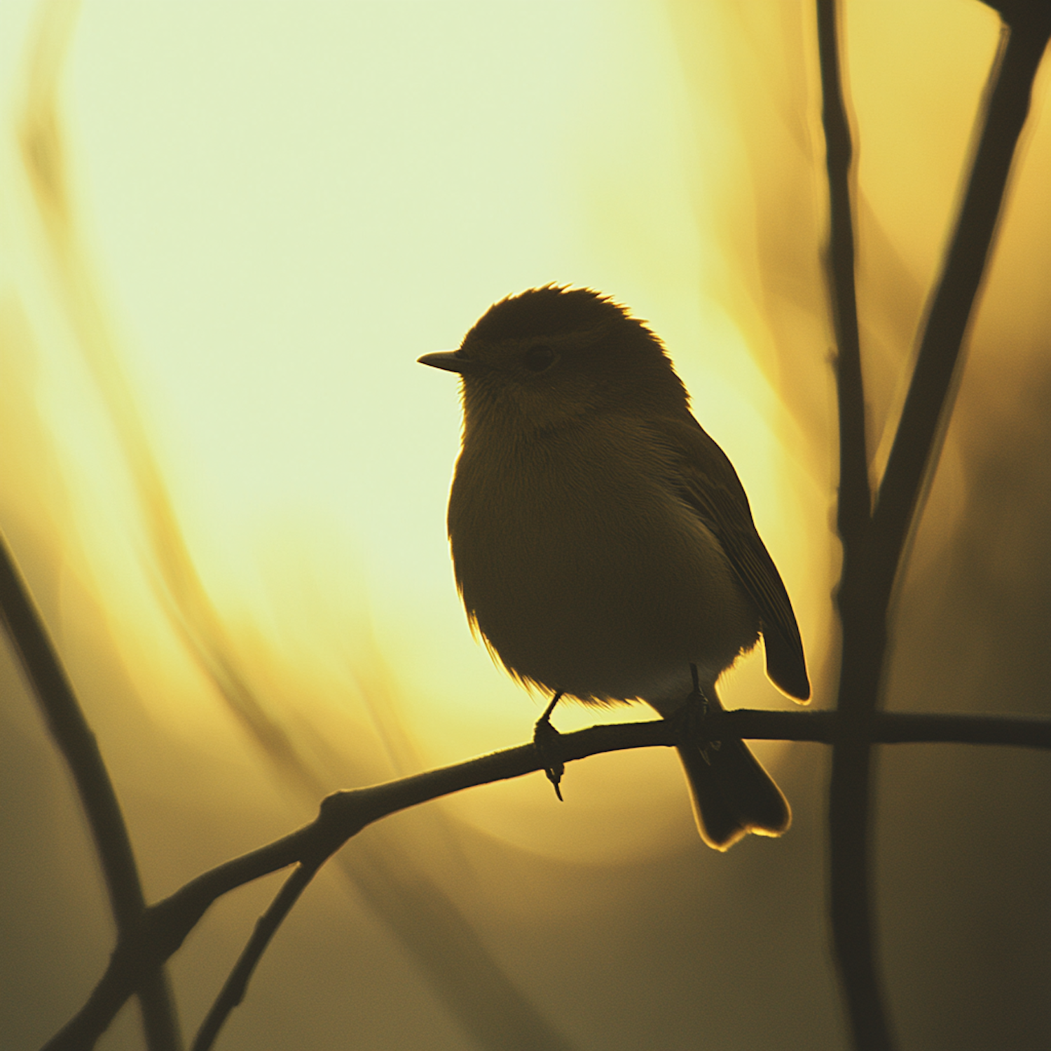 Silhouetted Bird at Sunrise