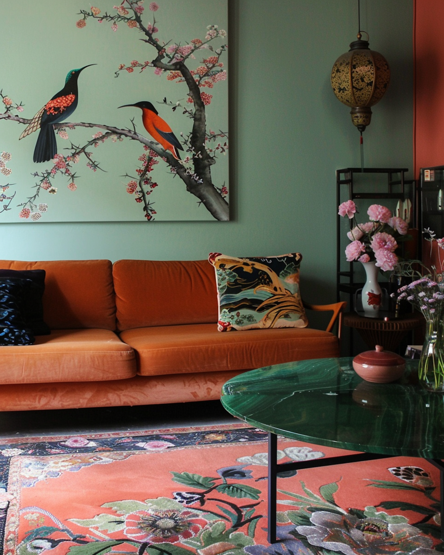 Eclectic Interior with Vibrant Artwork