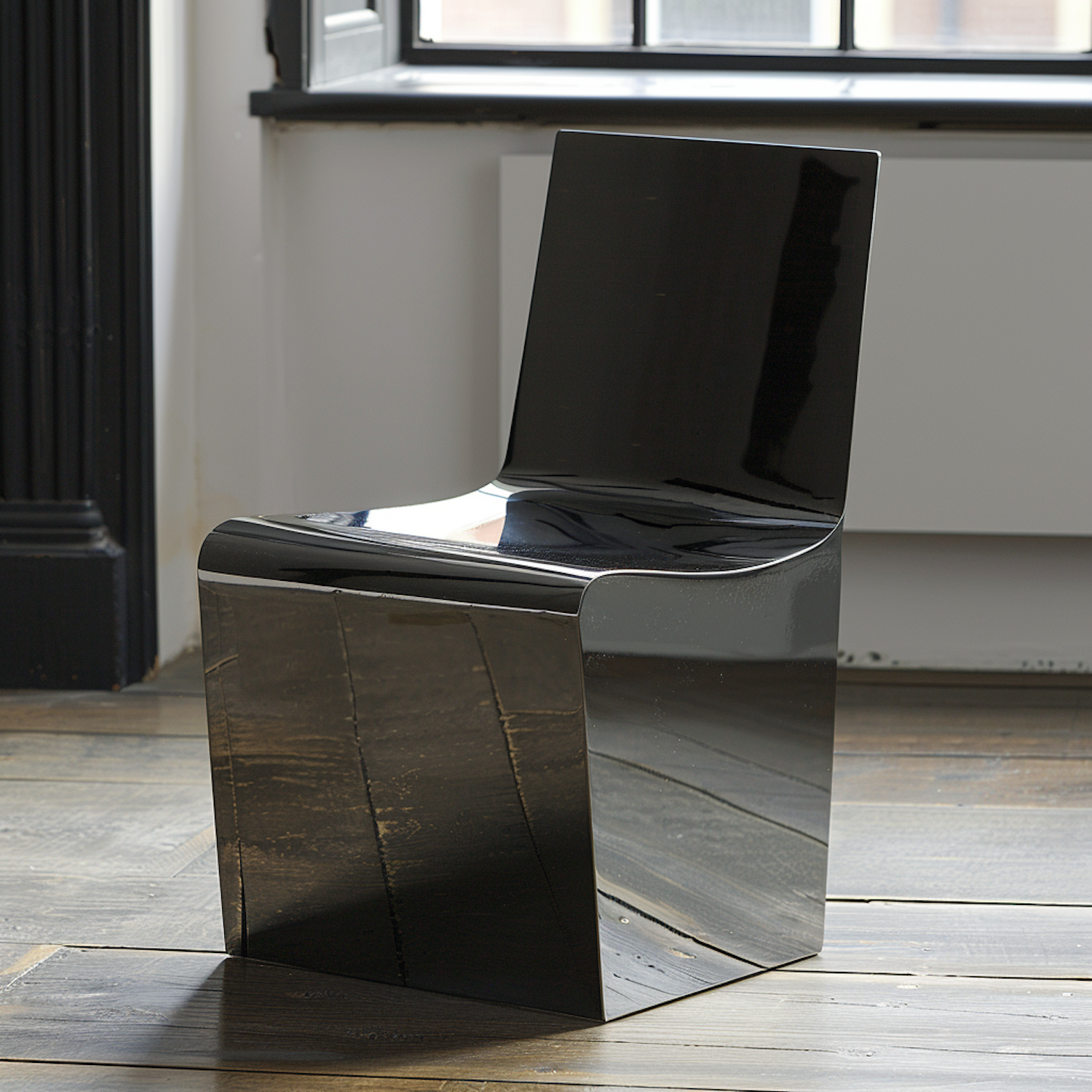 Modern Black Chair in a Wooden Floored Room