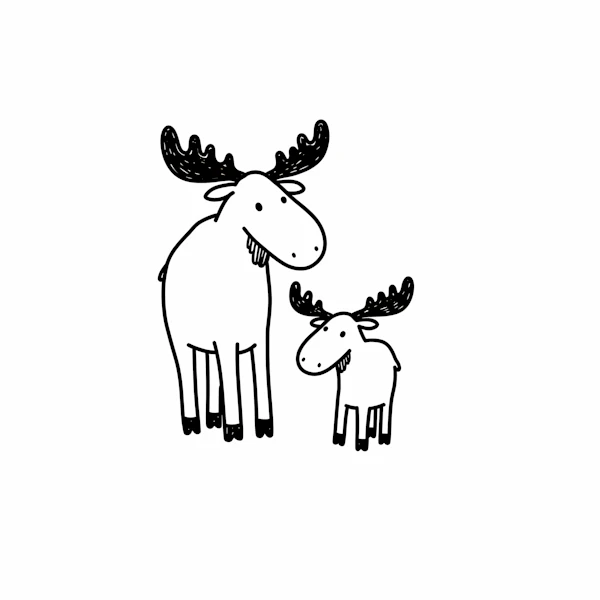 Cartoon Moose Duo