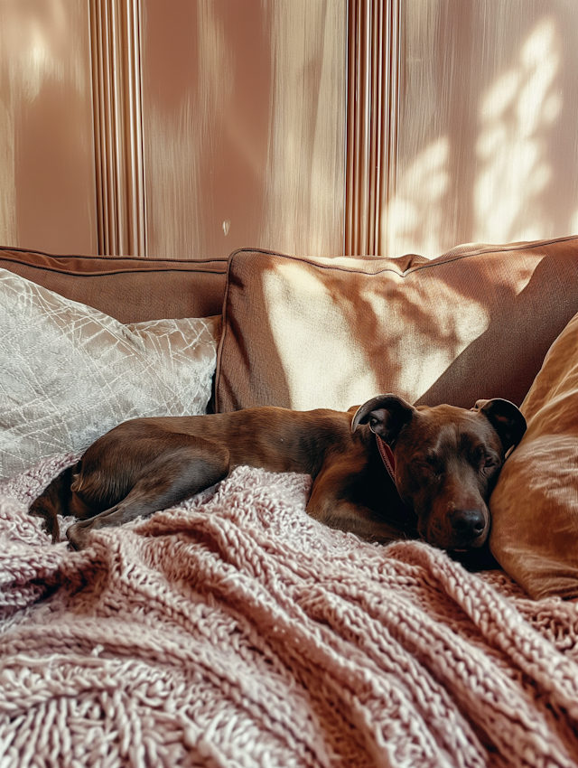 Serene Dog Lounging on Sofa