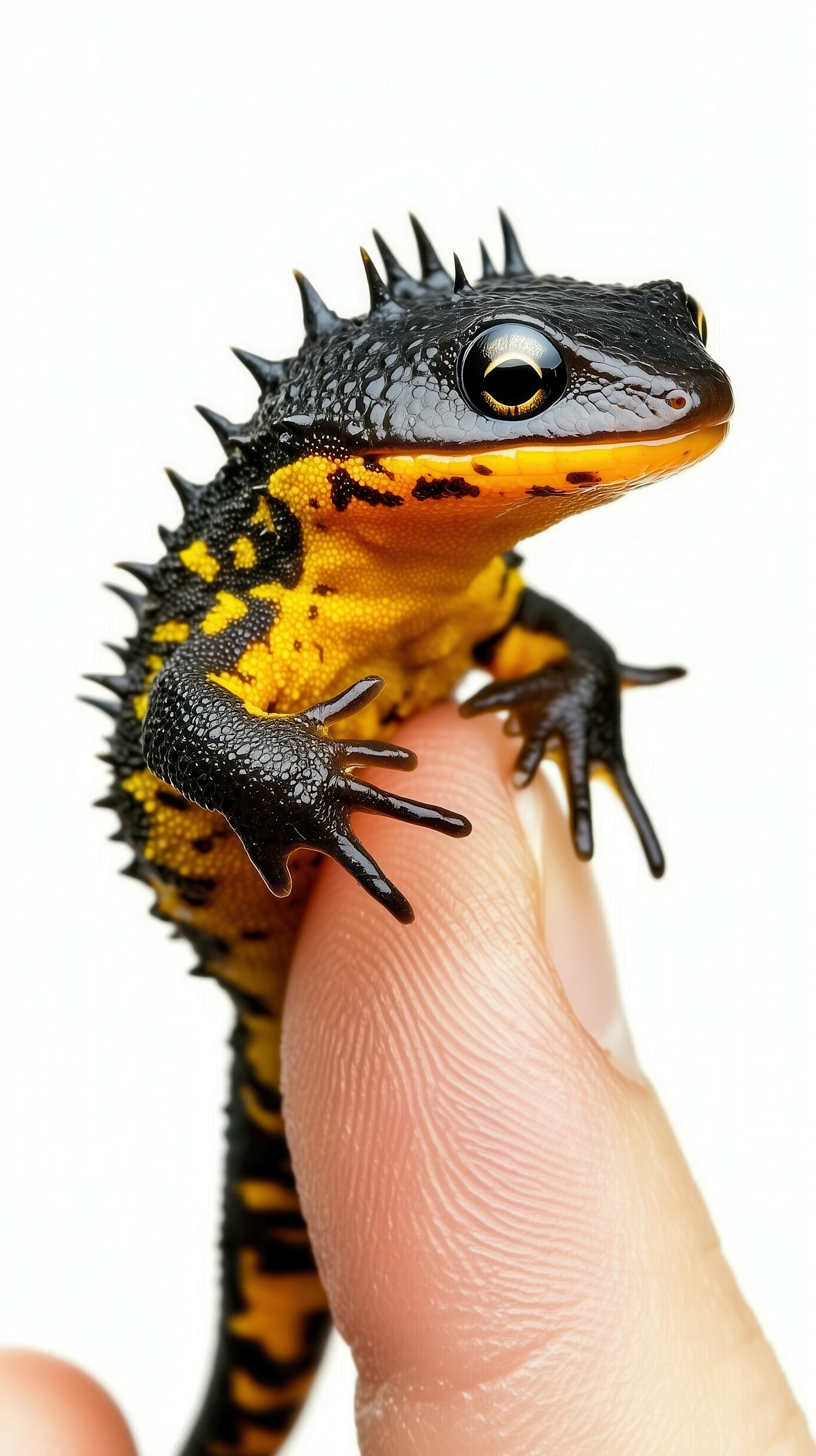 Vibrant Newt on Finger