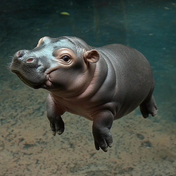 Baby Hippopotamus in Water