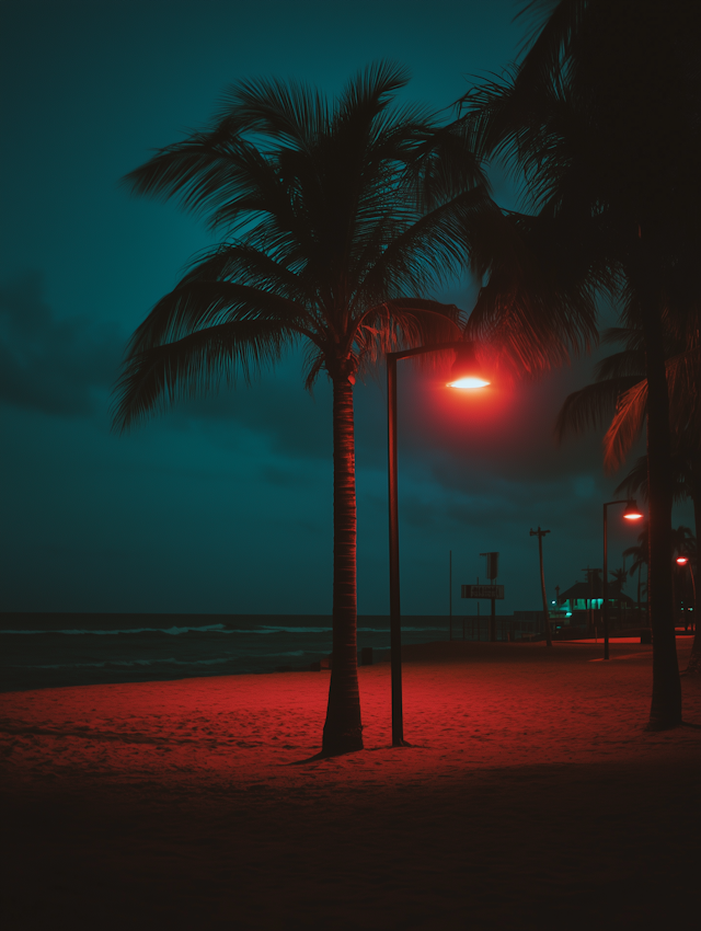 Moody Beach at Night