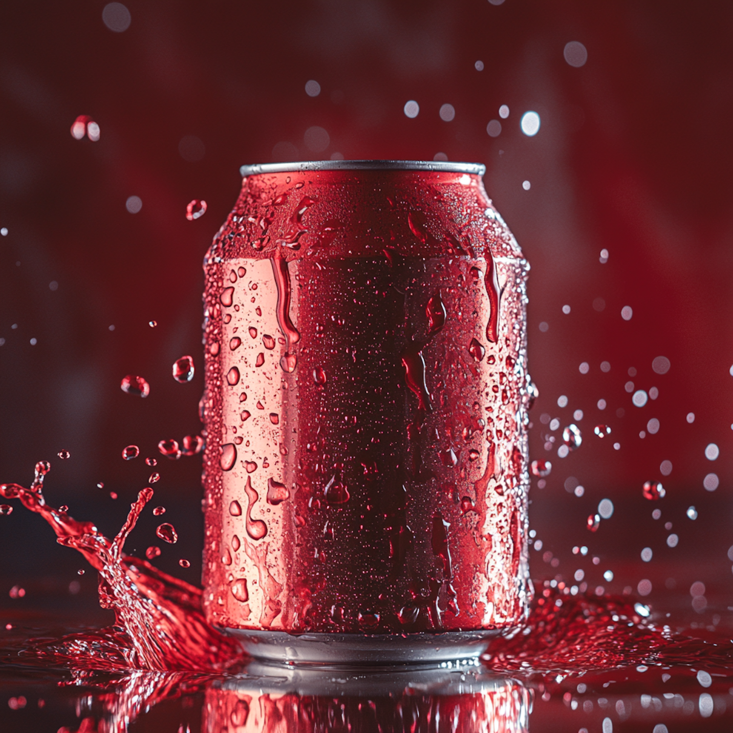 Close-up of Red Soda Can with Water Droplets