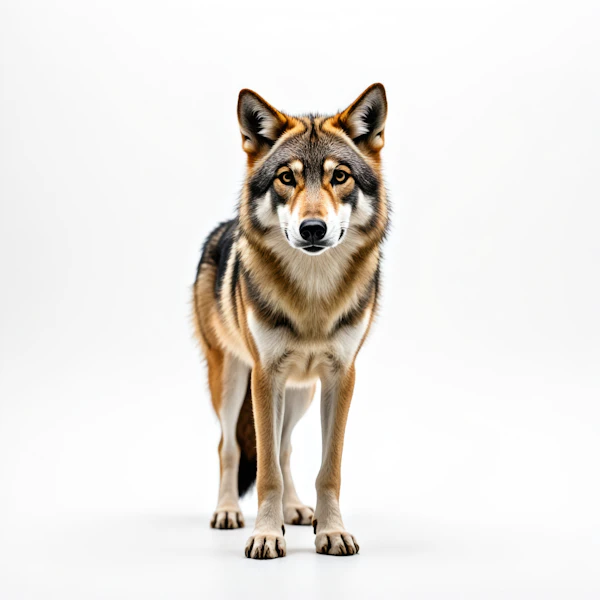 Striking Wolf on White Background