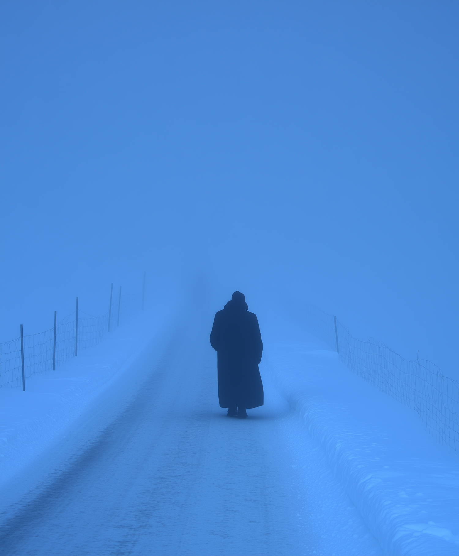 Solitary Figure in Fog