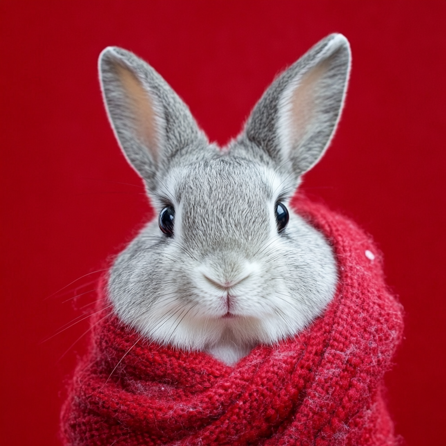 Cozy Rabbit in Red Scarf