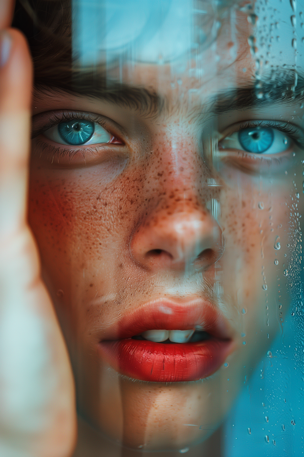 Close-up Portrait with Water Droplets