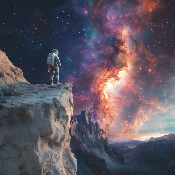 Astronaut on Alien Cliff