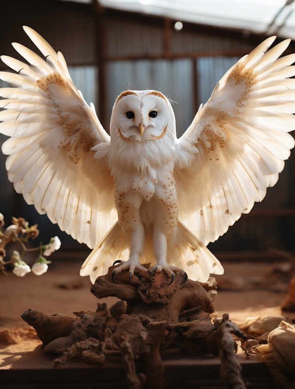 Majestic White Owl in Twilight Aura