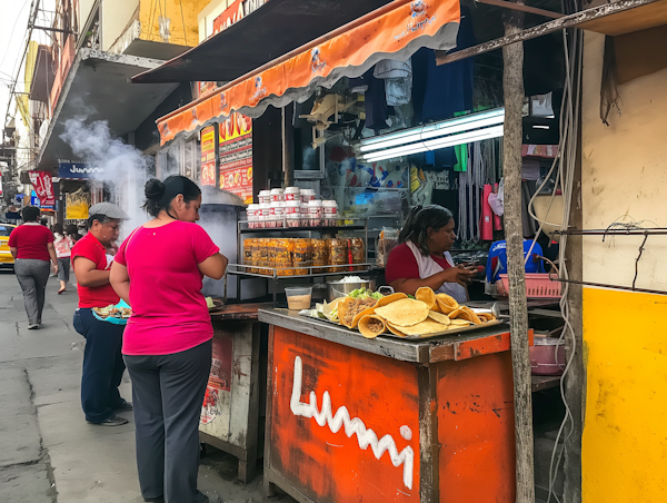 Bustling Street Food Stall Scene