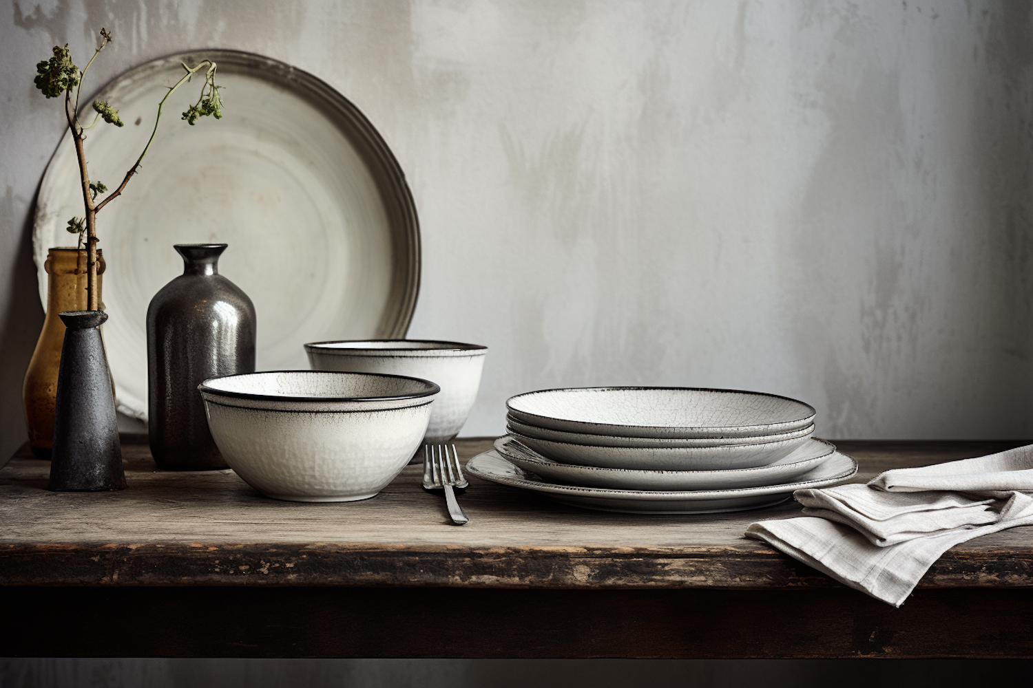 Minimalistic Elegance in Rustic Tableware