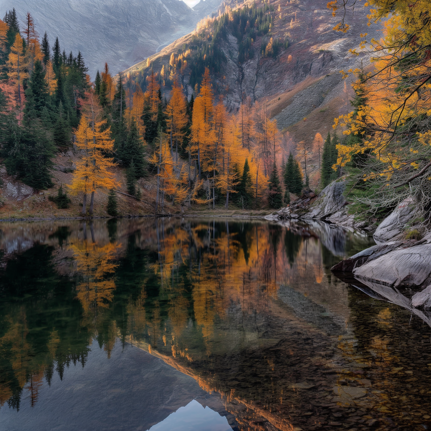 Serene Autumnal Forest Reflection