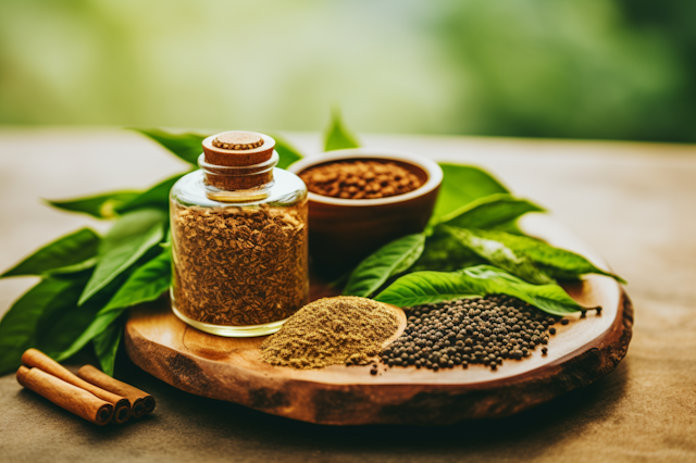 Artisanal Spice Array on Wooden Platter