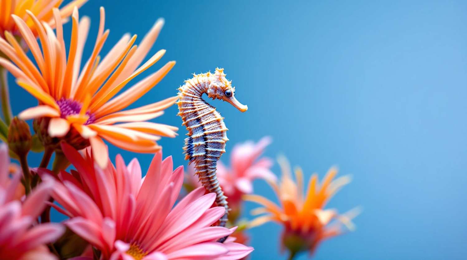 Seahorse Among Flowers