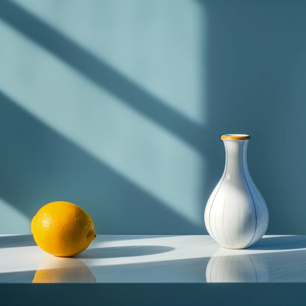 Elegant Vase and Bright Lemon Still Life