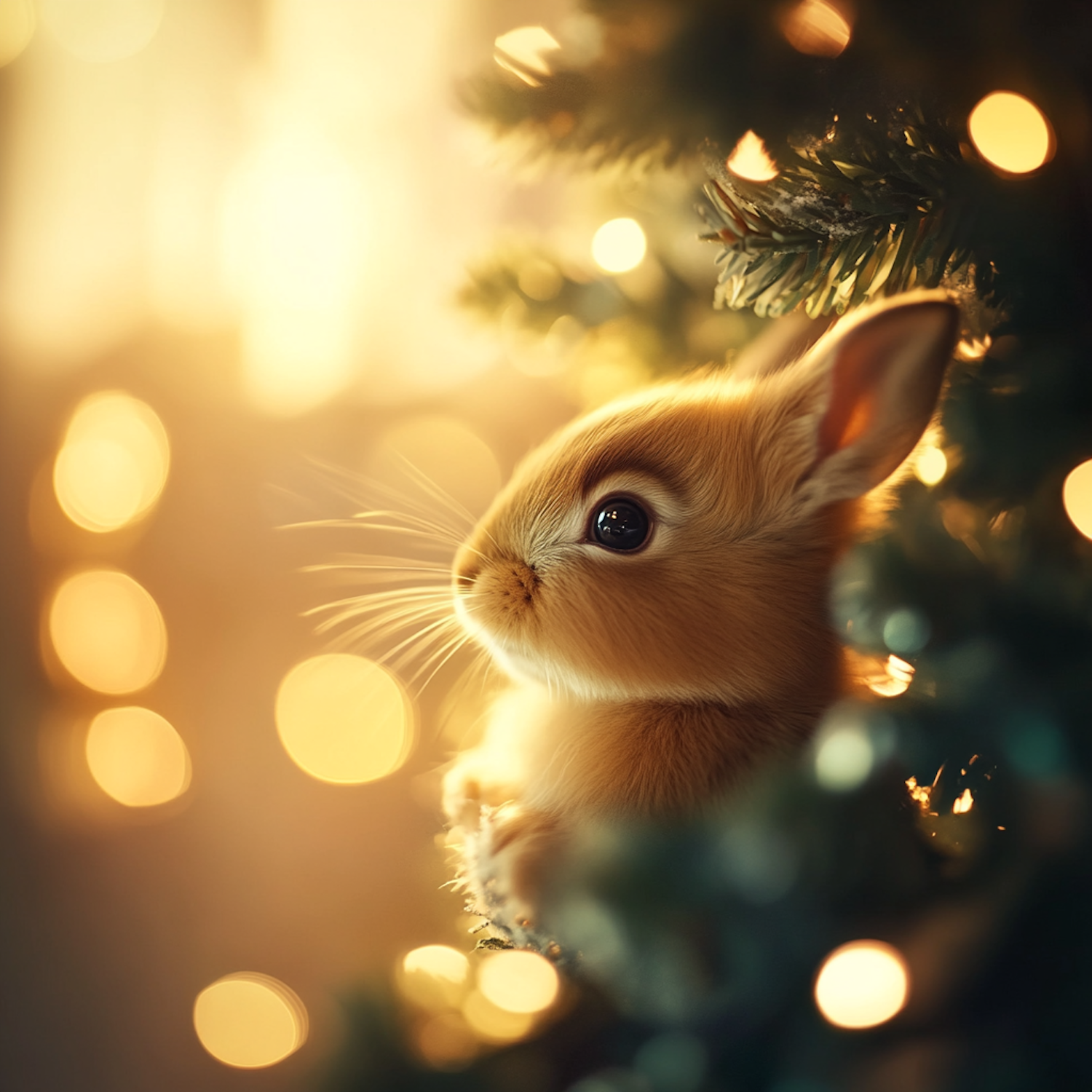 Festive Rabbit in Christmas Tree