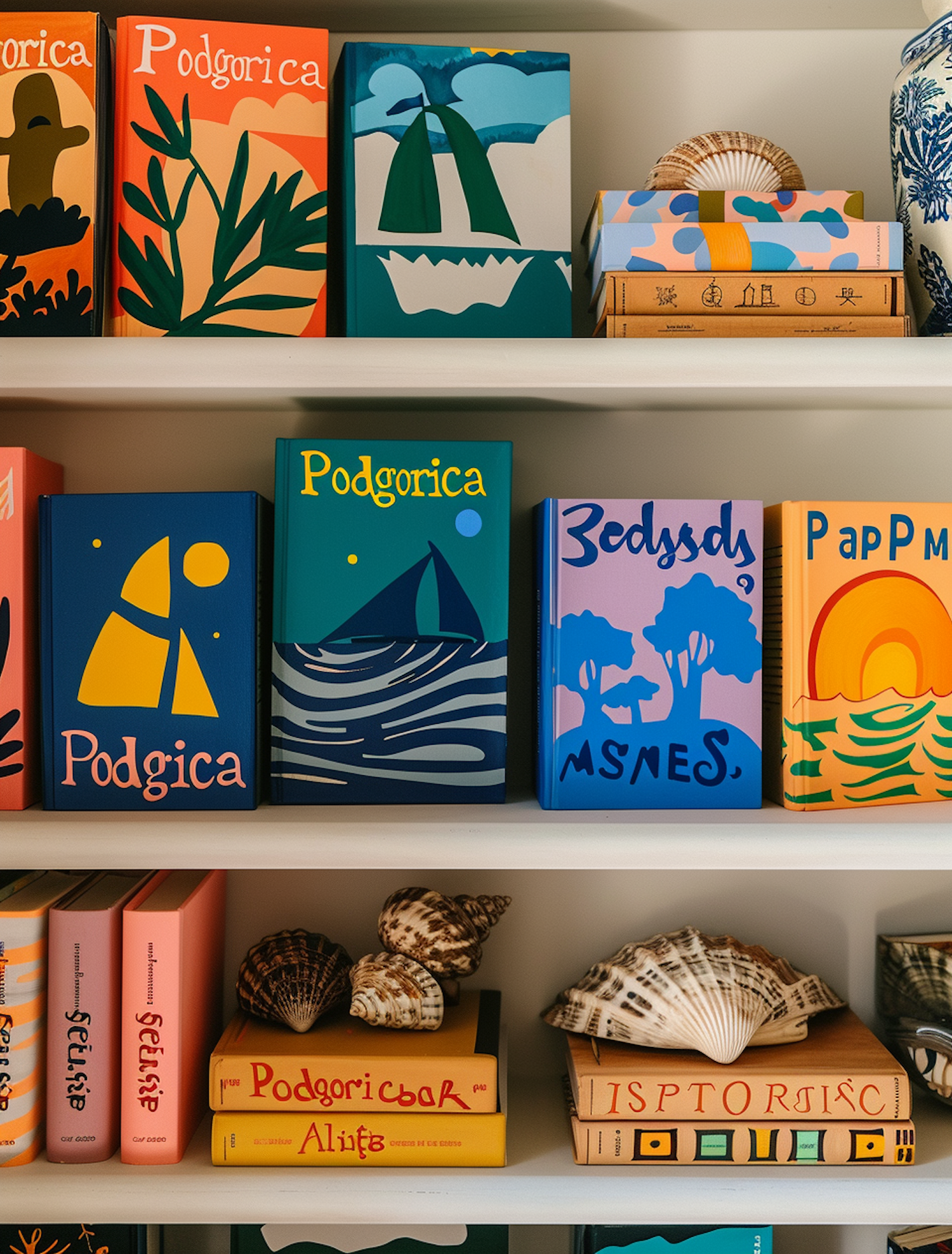 Colorful Illustrated Bookshelf