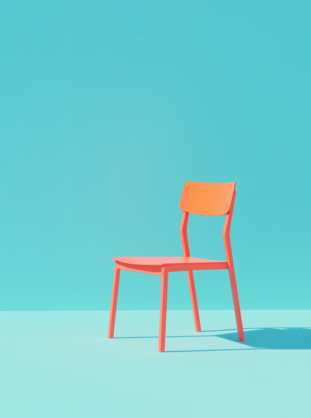 Modern Orange Chair Against Teal Background