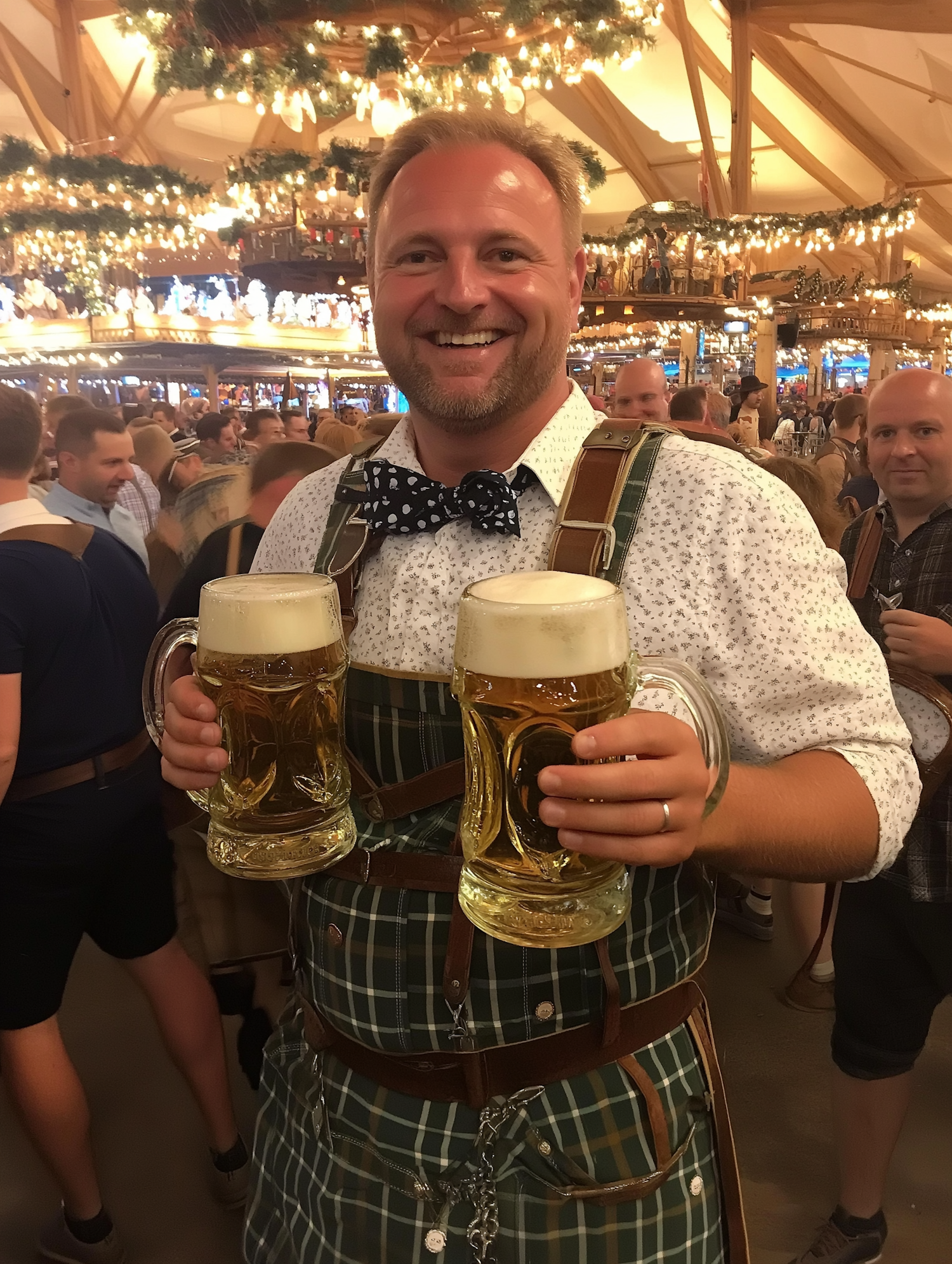 Man in Traditional Bavarian Attire at Oktoberfest