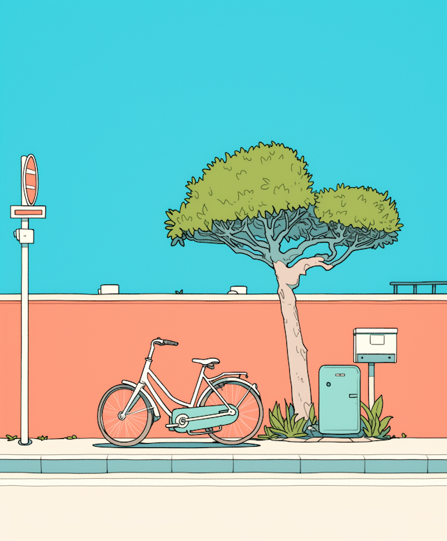 Serene Street Scene with Bicycle