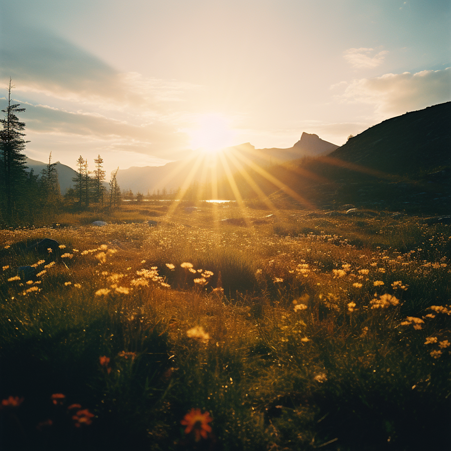 Golden Hour Wildflower Serenity