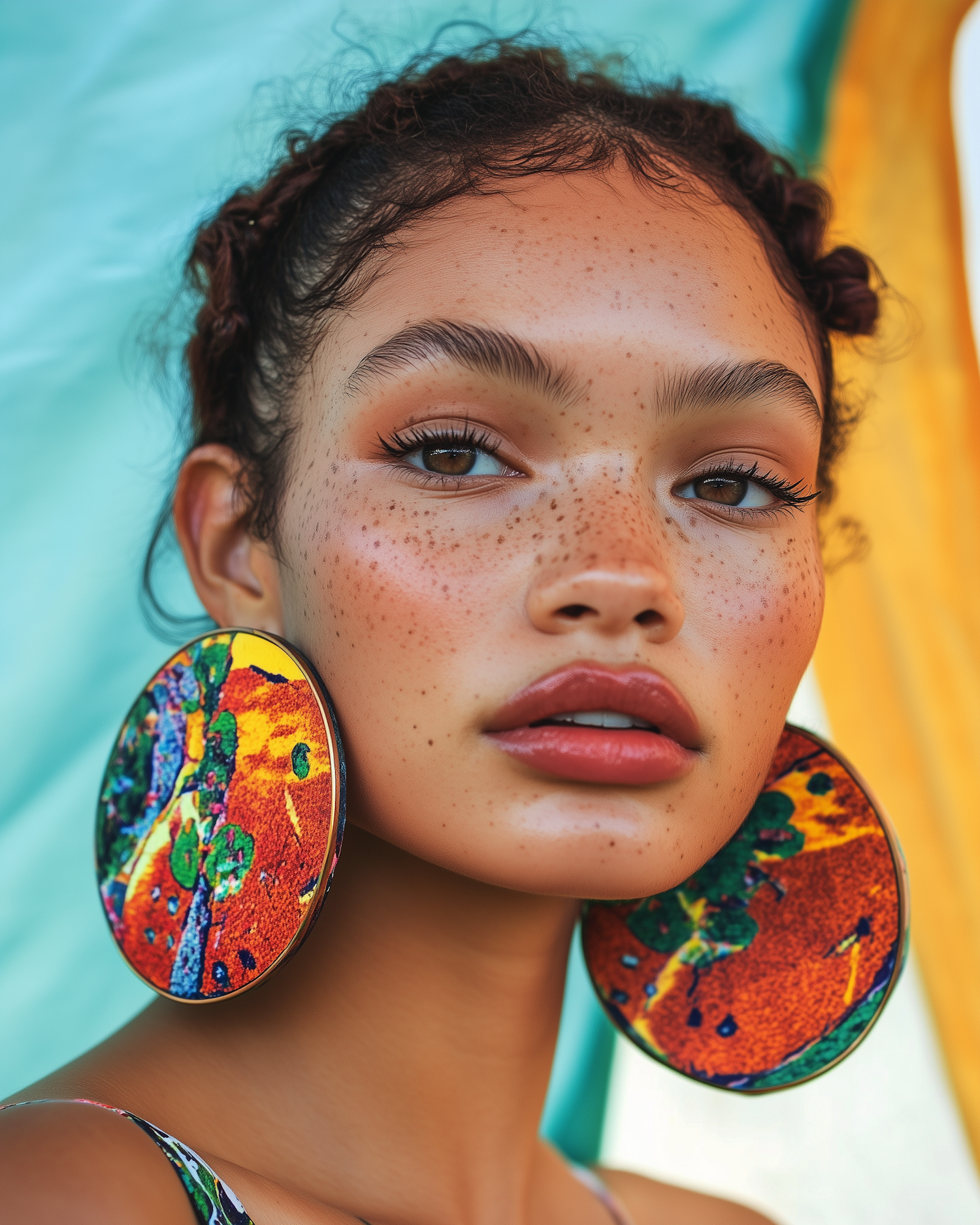 Woman with Colorful Earrings