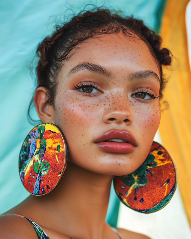 Woman with Colorful Earrings