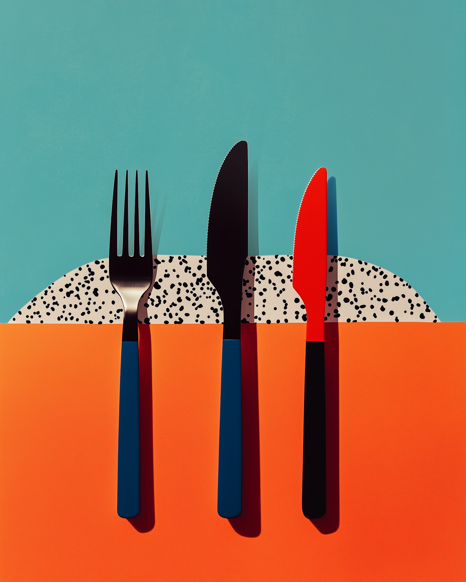 Utensils on Vibrant Background