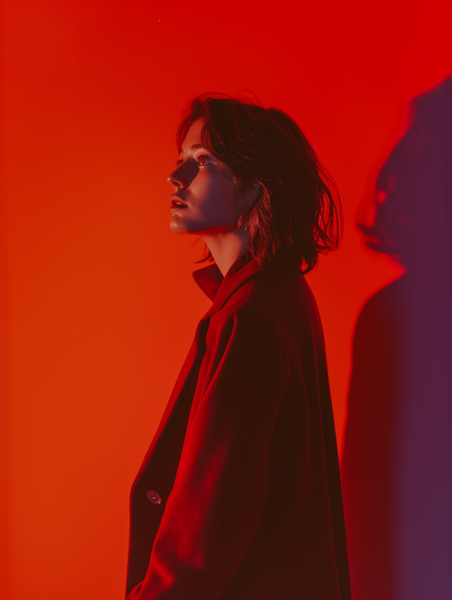 Intense Red-Lit Profile Portrait