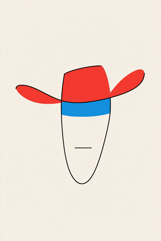 Minimalist Face Illustration with Red Hat