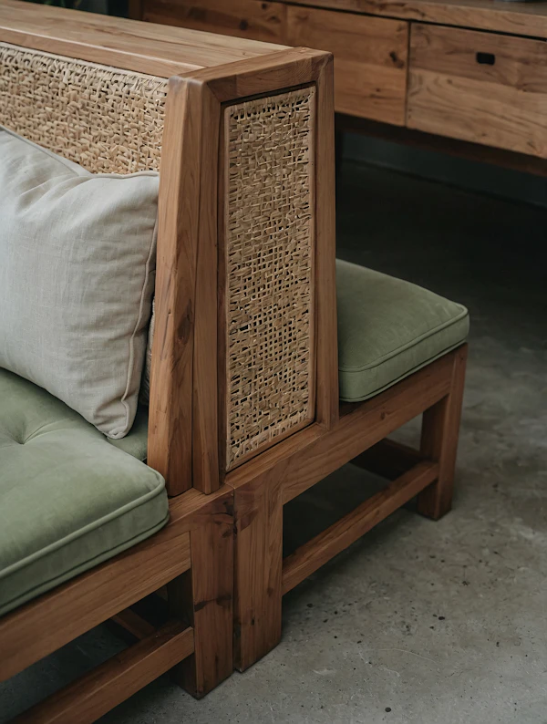 Wooden Sofa Close-Up