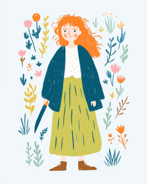 Whimsical Girl in Garden