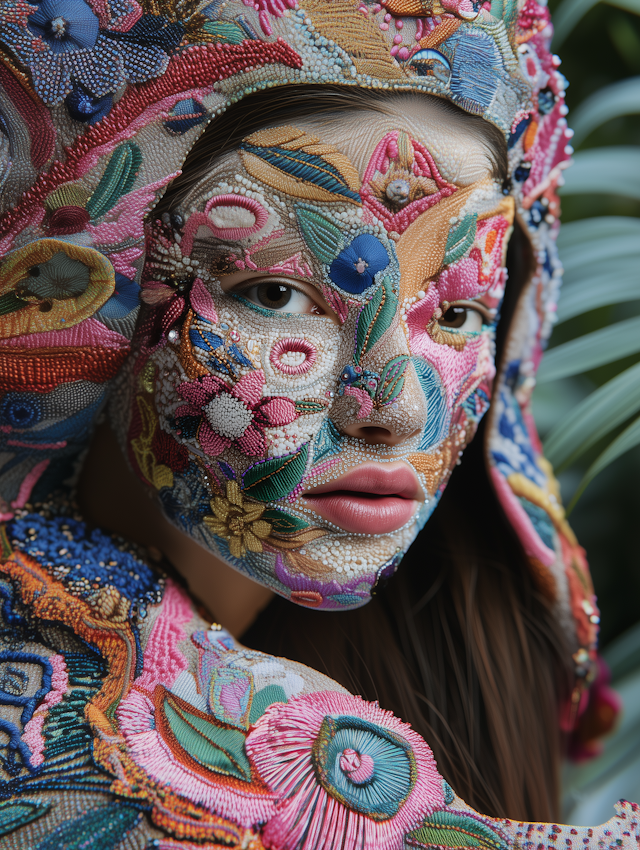 Intricately Embroidered Mask