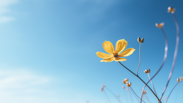 Sunlit Aspiration: A Yellow Bloom Against the Azure Sky