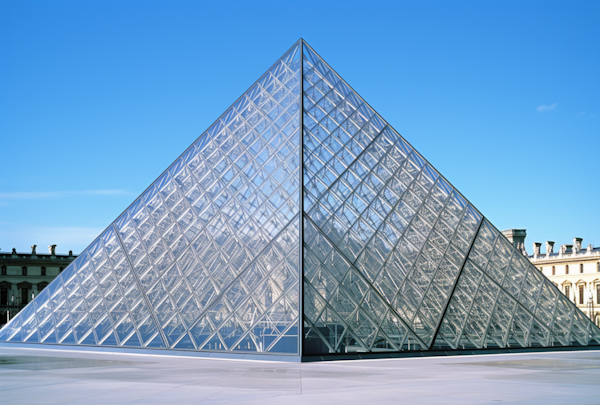 Louvre Pyramid Under Clear Blue Sky