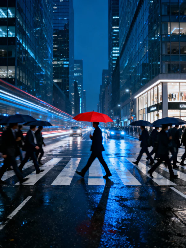 Rainy City Night Scene