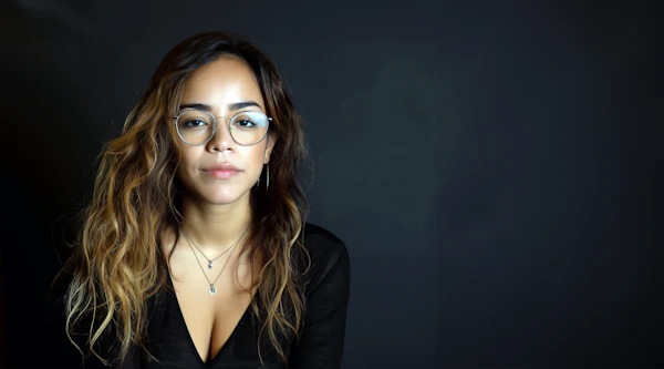 Portrait of a Woman with Clear-Framed Glasses