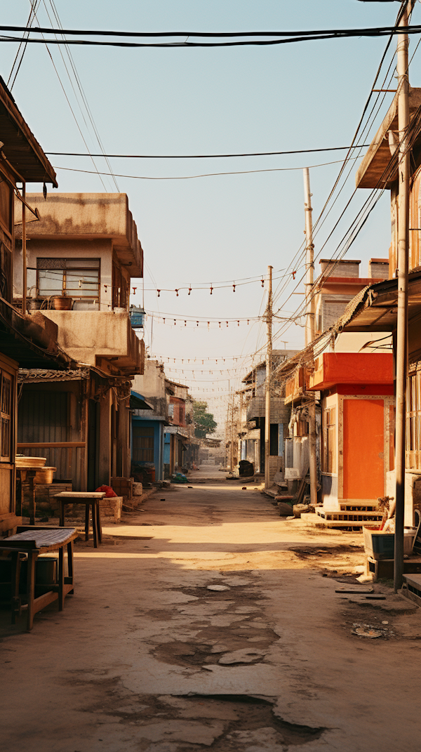 Quiet Arid Street at Golden Hour