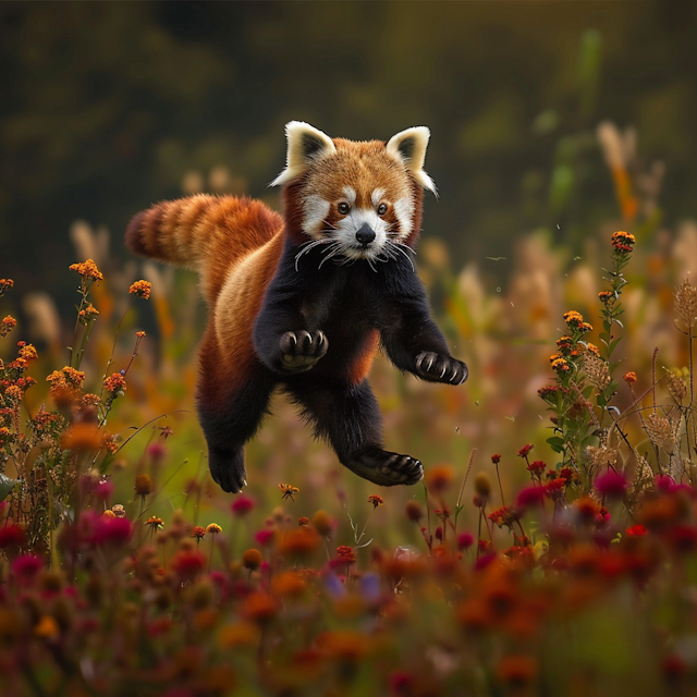 Mid-Jump Red Panda