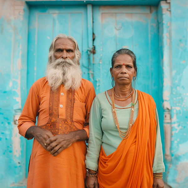 Elderly Couple in Traditional Attire