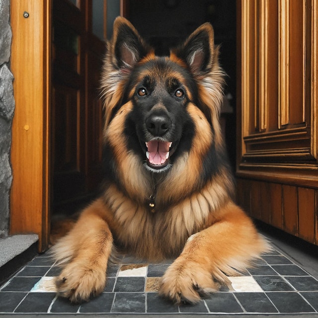 Welcoming German Shepherd Indoors