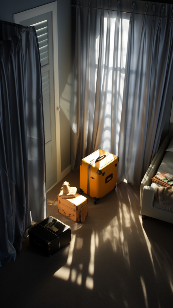 Sunlit Sojourn: Luggage in Repose