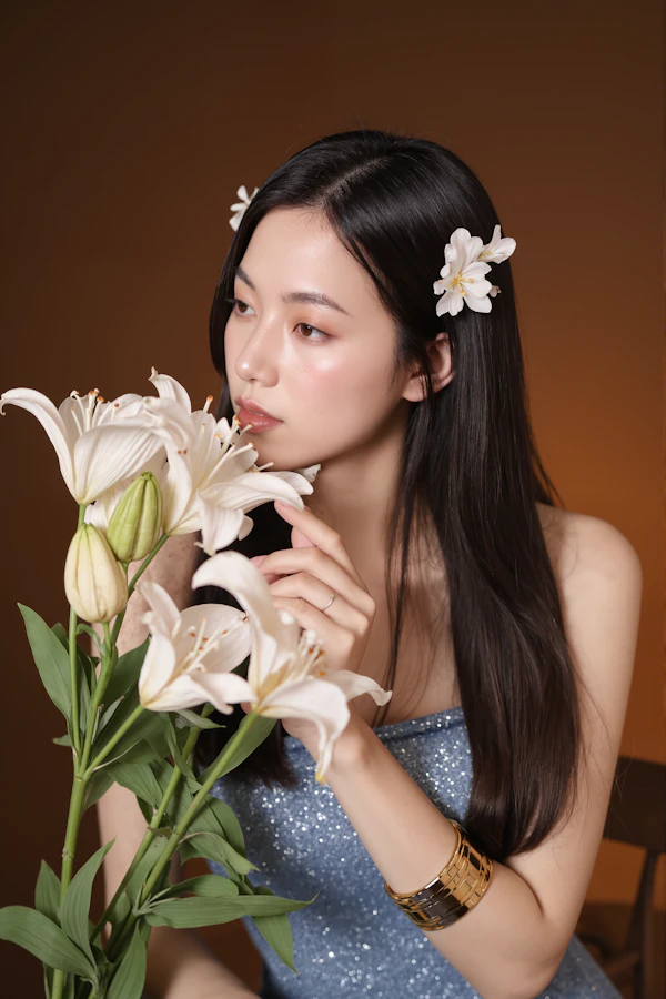 Elegant Woman with Lilies