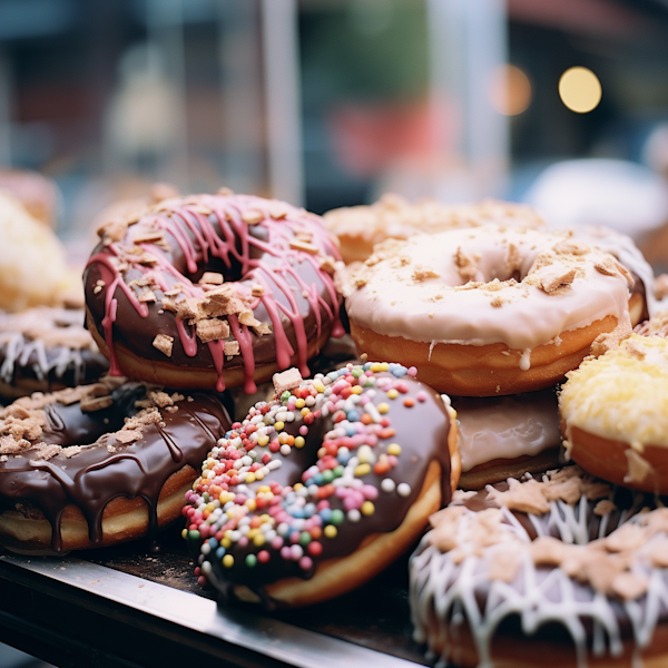 Decadent Display of Gourmet Donuts